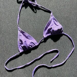 Purple Leopard Print Bikini Top